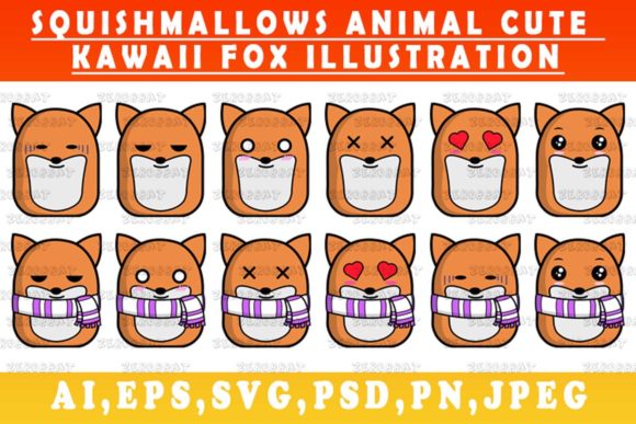 Download Cute Kawaii Fox Animal Illustration Art - Kawaii fox Collection