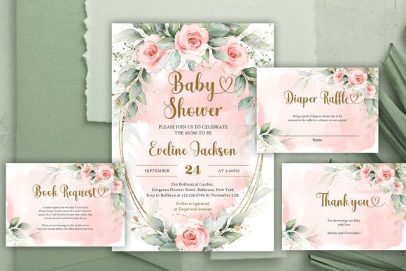 Download Boho Blush Floral Baby Shower Invite PSD - Boho Collection