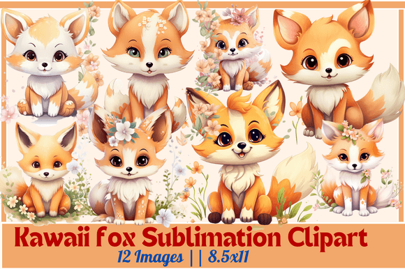 Download Kawaii Fox Sublimation Clipart - Kawaii fox Collection