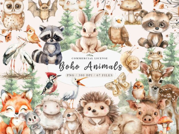Download Boho Woodland Animals Clipart, Cute Wood - Boho Collection